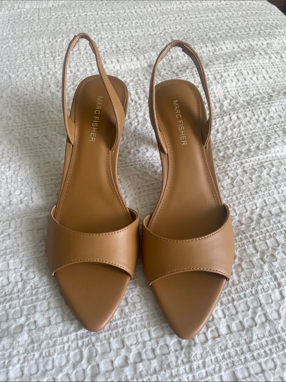 Marc Fisher Pointed-Toe Slingback Mules in Tan Brown